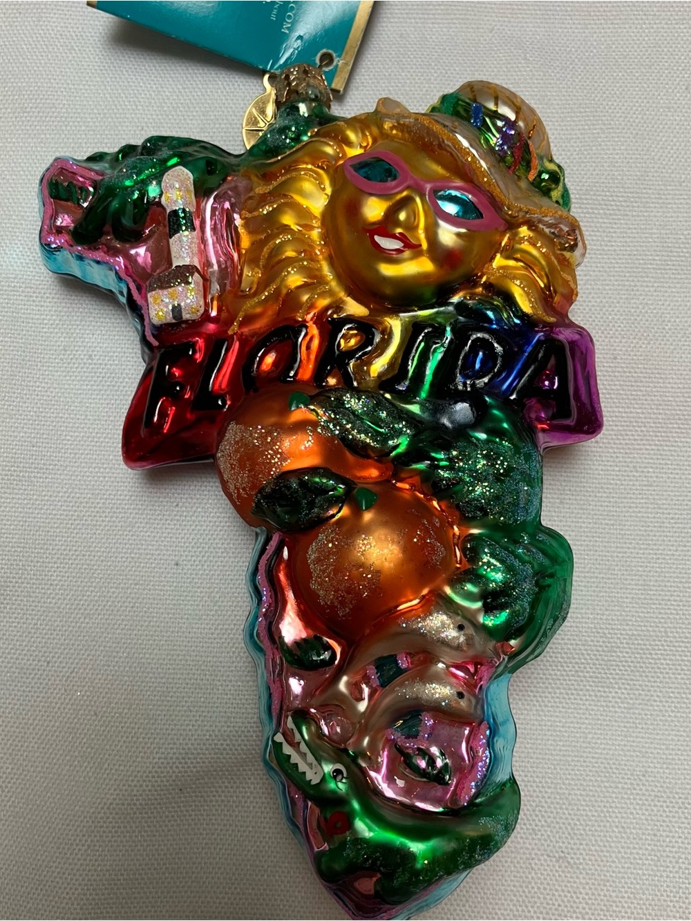 Christopher Radko “Sun Shine State Of Mind” Florida Glass Christmas Ornament
